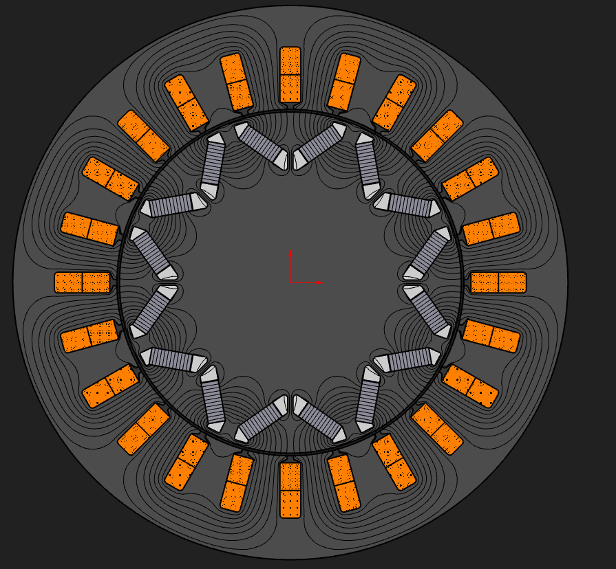 24-slot / 8-pole V-shape interior-PM synchronous machine