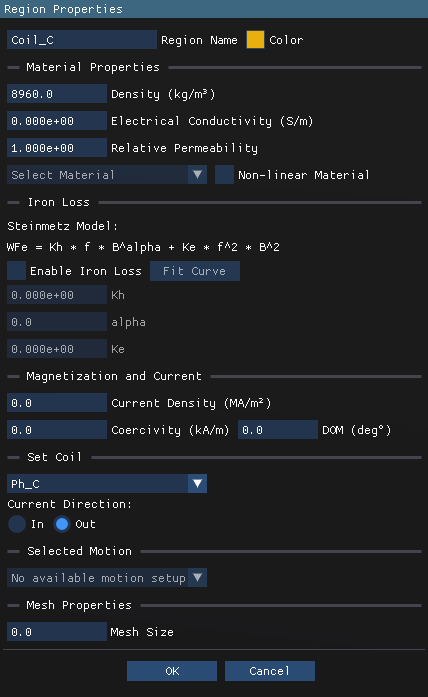 Eddy coil C properties